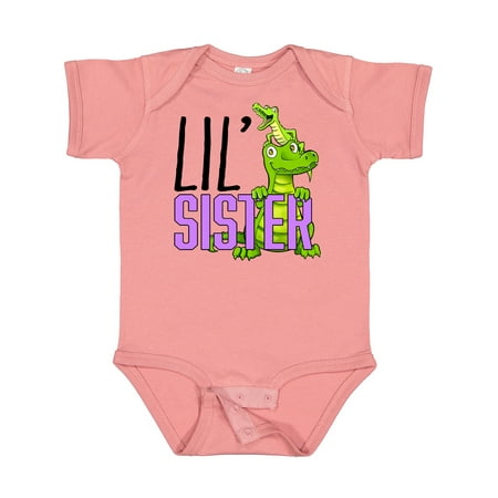 

Inktastic Lil Sister with Cute Green Alligators Gift Baby Boy or Baby Girl Bodysuit