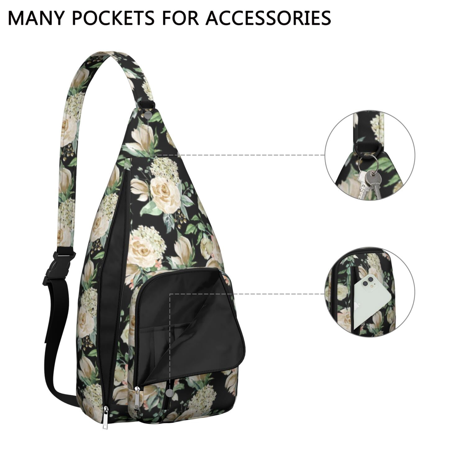Durable Breathable Sling Bag with Floral Pattern for Tactical Use