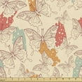 thumbnail image 1 of Butterfly Fabric by the Yard, Moth Insect Design on Paintbrush Polka Dots Pastel Summer Colors, Upholstery Fabric for Dining Chairs Home Decor Accents, Champagne and Multicolor by Ambesonne, 1 of 5