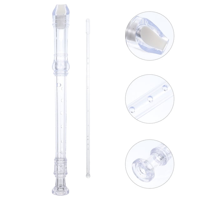 HOOWIFFY Instrumento De Flauta De Plástico Transparente Con Acabado Alemán Y 8 Agujeros