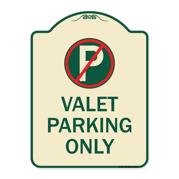 SignMission Designer Series Sign - Valet Parking Only | Tan & Green 18" x 24" Heavy-Gauge Aluminum Architectural Sign | Protect Your Business & Municipality | Made in the USA