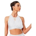 thumbnail image 3 of Sholeno Womens Sparkly Rhinestone Dance Crop Tank Tops Ruched Chiffon Cropped Blouses Activewear White XL, 3 of 5