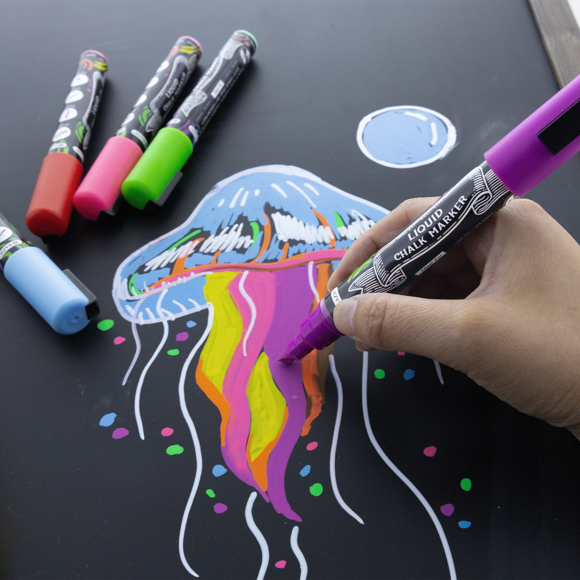 BAZIC Liquid Chalk Markers, 8 Colors Set, Erasable Chalkboard Markers, Reversible Tip for Chalkboards Blackboard Signs Windows Glass, 288-Pack