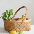 thumbnail image 3 of EeaseMX Cesta de almacenamiento portátil de ratán hecha a mano, cesta de almacenamiento para artículos del hogar, cesta de madera tejida con asa (pequeña), 3 of 8
