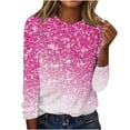 thumbnail image 2 of GaThRRgYP Off the Shoulder Tops for Women,Tops for Women 2025,Women's Printed Round Neck Pullover Long Sleeved Casual Women's Tops, 2 of 4