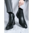 thumbnail image 3 of Men's New Fashion Street Style Chelsea Boot, Business Party Shoe, Casual High Top Shoe, Pointed Toe, Leather, Side Zipper, All-Match, Show Model, 3 of 5