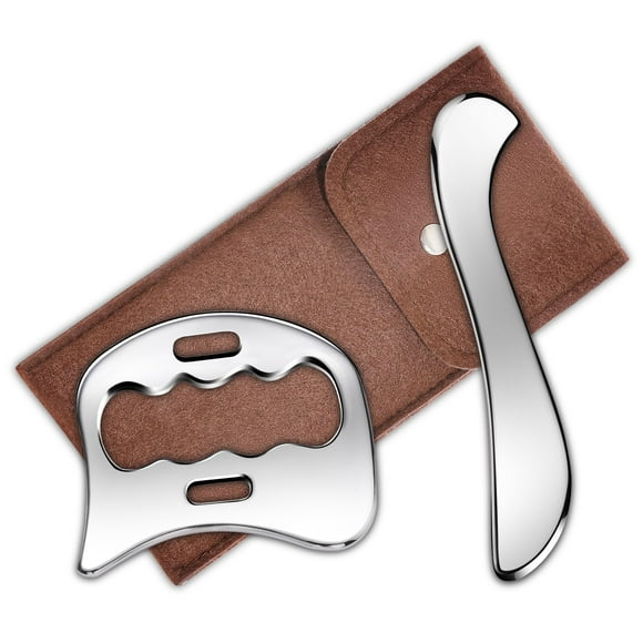 Herramienta raspadora muscular Gua Sha AICNLY de acero inoxidable 2 en 1