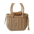 thumbnail image 3 of Bolso de paja de moda tejido a mano para mujer, ideal para vacaciones, playa y fiestas. Caqui, 3 of 6