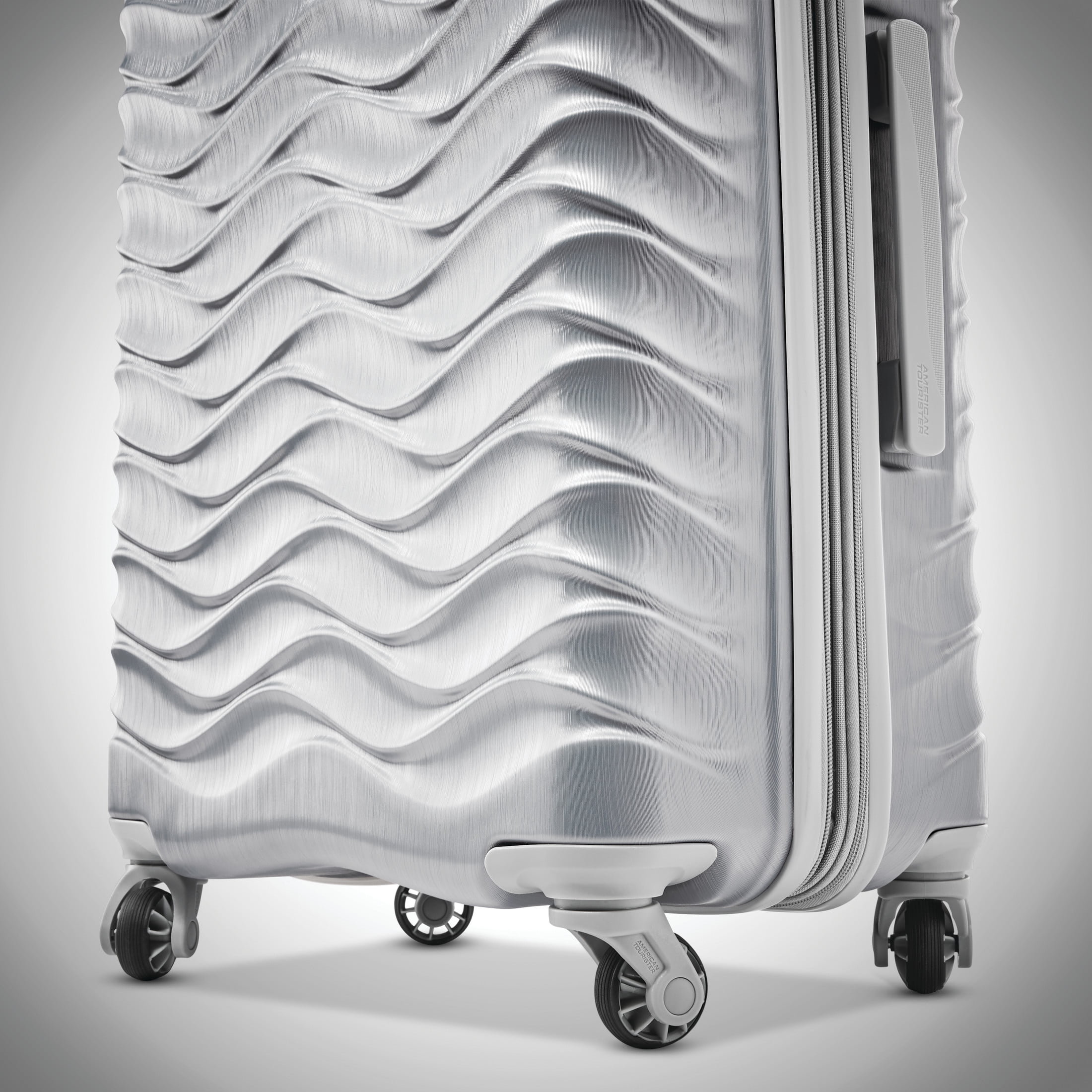 American Tourister Pirouette NXT Hardside Large Checked Luggage with Spinner Wheels - Silver