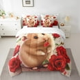 thumbnail image 2 of Ensemble de Couette 7 Pcs Cavy pour Lit Double, Ensemble de Literie Kawaii Cochon d'Inde avec Roses Rouges, Draps Animaux Sauvages Mignons avec Couette, 2 of 6