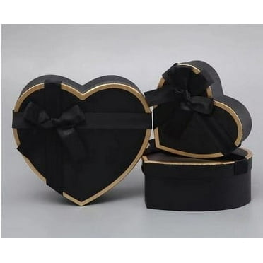 BERTDOMD 1 Set Valentines Day Heart Shaped Boxes Valentines Nesting Cardboard Cookie Box Flower Box Wraps Boxes For Wedding Birthday Present Wrapping Packaging Black