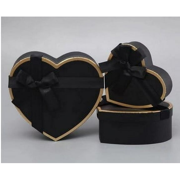 EXHUMKY Heart Shaped Candy Box Set Black Kraft Paper Valentine Wedding Favor Party Packaging