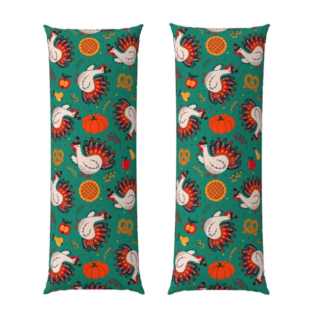 Fotbe Cartoon Turkey Pillow Cover - Super Soft Microfiber 20x54 Body Pillow Case - Envelope Closure, Wrinkle, Stain Resistant Body Pillow Cover,Elegant Bedding