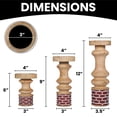 thumbnail image 4 of Mela Artisan Red Candle Holders Set of 3, Elegant Wood Stand holder with Enamel Design, 6”x 9”x 12”, 4 of 5