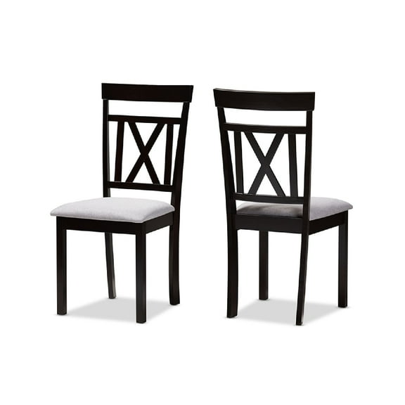 Baxton Studio Rosie Modern and Contemporary Grey Fabric Upholstered and Espresso Brown Finished Dining Chair Set of 2