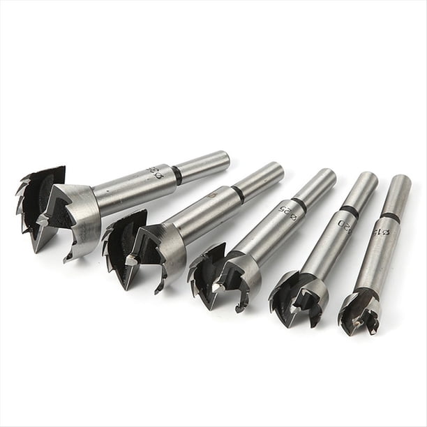 5 Piezas de 15-35 mm, Herramientas para Trabajar la Madera Forstner, Brocas para Perforar Bisagras, Vástago Redondo, Cortador de Acero para Madera y Plástico