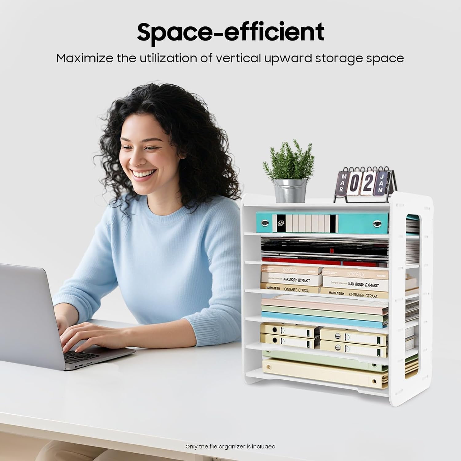 Desk File Organizer 7 Tier Paper Organizer Letter Tray Document Paper Sorter Storage Rack for Letter/A4 Office File Folder