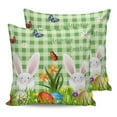 thumbnail image 7 of Easter Bunny Eggs Flower Grassland Outdoor Pillow Covers Waterproof Throw Pillow Cover 18x18in Set of 2,Square Decorative Pillowcases Cushion Case for Patio Sofa Couch,Green Checkered Lattice, 7 of 7