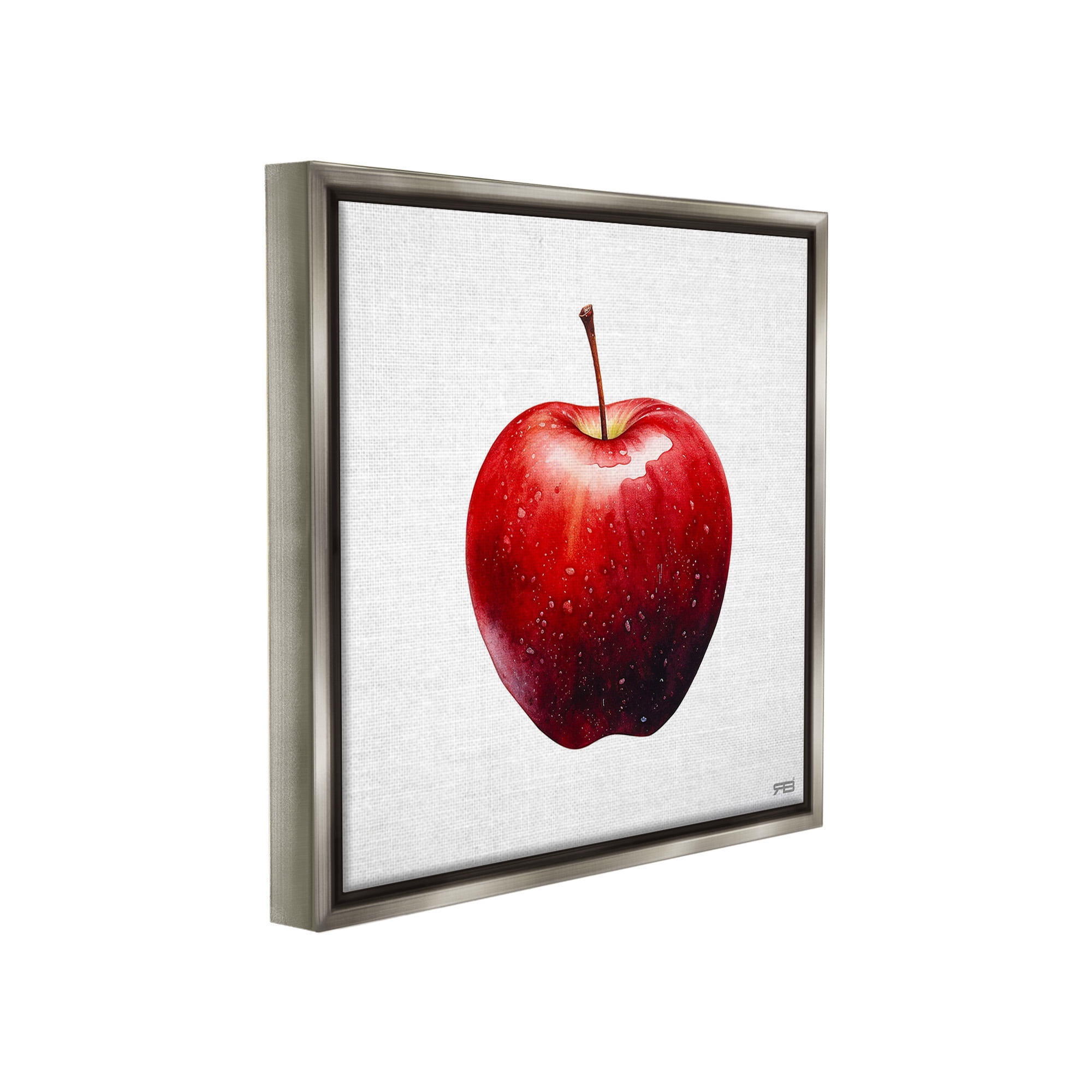 Stupell Industries Bold Red Apple Food & Beverage Painting Gray Floater Framed Canvas Art Print Wall Art, 18 x 18