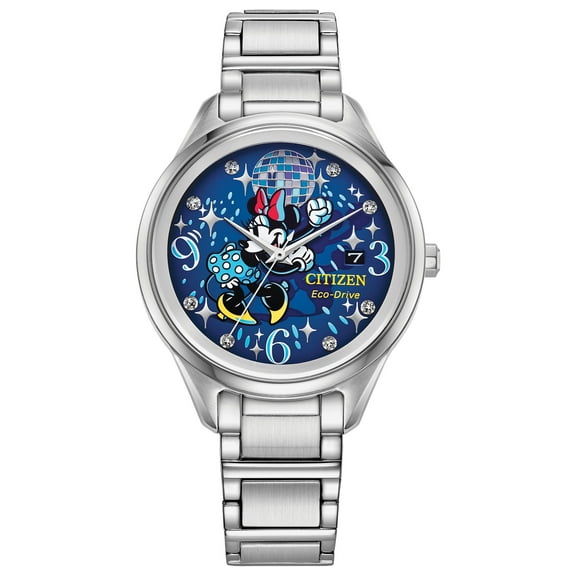 Citizen Women's Eco-Drive Disney Minnie Mouse Crystal Accent Stainless Steel Watch - FE6106-52W