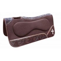 Showman 31" x 32" Brown Felt Built Up Saddle Pad w/ Cross Inlay