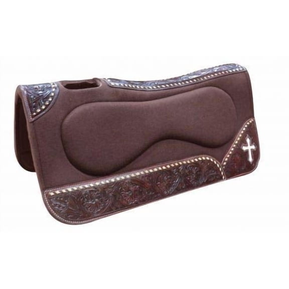 Showman 31" x 32" Brown Felt Built Up Saddle Pad w/ Cross Inlay