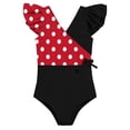 thumbnail image 5 of yoeyez Toddler Kids Swimsuit Girl Cute Ruffle Strap Bathing Suit Polka Dots One Piece Swimsuits Color Block Padded Tummy Control Swimwear 7-16Y, 5 of 7