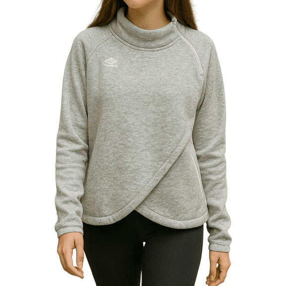 Girls' Asymmetrical Fleece Pullover - Heather Grey, S 6/6X