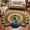 Bathroom Floor Rug, variant on 23.6x23.6 Inch 3D Visual Peacock Flower Entrance Door Mat, Heavy Duty Anti-Slip Bathroom Floor Rug Absorbent Dirt Trapper Carpet for Home Decor