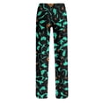 thumbnail image 6 of Garbnen Pajama Pants Halloween Pumpkins Print Women’s Lounge Pants Soft Cute Elastic Waist Fall Winter Wide Leg Sleep Pants for Women Blue XXL, 6 of 7