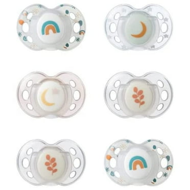 Tommee Tippee Night Time Glow in the Dark Pacifiers, Symmetrical Design, BPA-Free Silicone, 18-36 Months, Pack of 6 Pacifiers