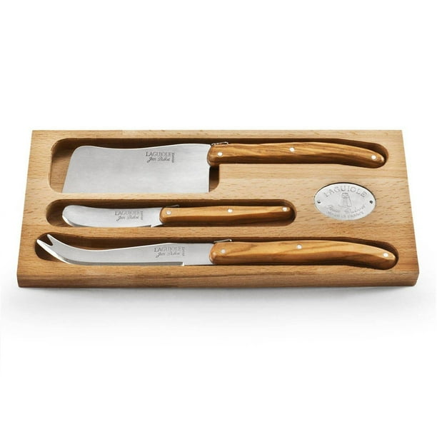 Jean Dubost Laguiole Rustic Olive Wood 3pc Cheese Knife Set Walmart