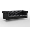 thumbnail image 2 of Oxford PU Leather Button Tufted with Silver Nailhead Trim Silver Metal Y-leg Sofa, Black, 2 of 5