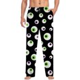 thumbnail image 5 of SJLDQY Mens Halloween Pajamas Pants Wide Leg Pjs Trousers for Men Hallowmas Pumpkin Ghost Elastic Waist Homewear Loungewear With Pocket, 5 of 6