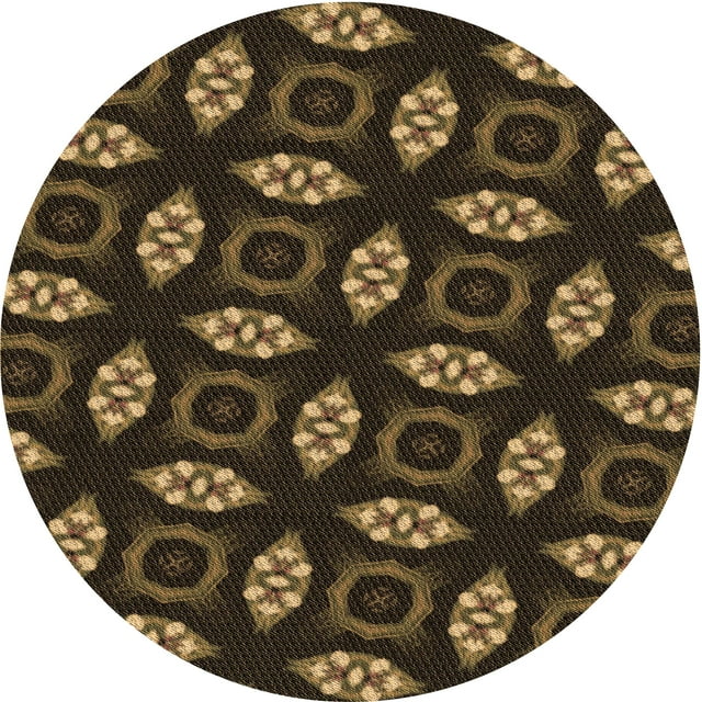 Ahgly Company Tapis Rond Lavable en Machine Intérieur Transitionnel Marron Clair, 8 Pieds Rond