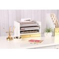 thumbnail image 3 of ZXNYH Industrious Desktop Wood Letter Tray with 3 Trays and Drawer, White and Gold, 3 of 5