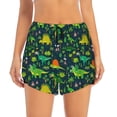 thumbnail image 2 of Goofa Dinosaurs Printed Women 2 in 1 Running Shorts,Quick Dry Athletic Workout Shorts,High Waisted Athletic Shorts with Liner Pockets-, 2 of 9