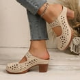 thumbnail image 4 of Wedges Shoes for Women Peep Toe Pumps Shoes Outdoor Shoes Leisure Casual Slip On Fashion Breathable Casual Shoes Beige 7, 4 of 7