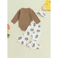 thumbnail image 5 of Nygoyerh Baby Girl Fall Outfit 3M 6M 12M 18M Cute Playwear Long Sleeve Crew Neck Romper + Flare Pants + Headband 3 Pcs Set Newborn Infant Clothing, 5 of 8
