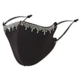 thumbnail image 2 of Minjewel Ice Silk Face Mask with Rhinestones - Women 3D Sparkly Design, Breathable, Soft, Lightweight, Fashionable for Party, Travel, Daily Use,Black, 2 of 9
