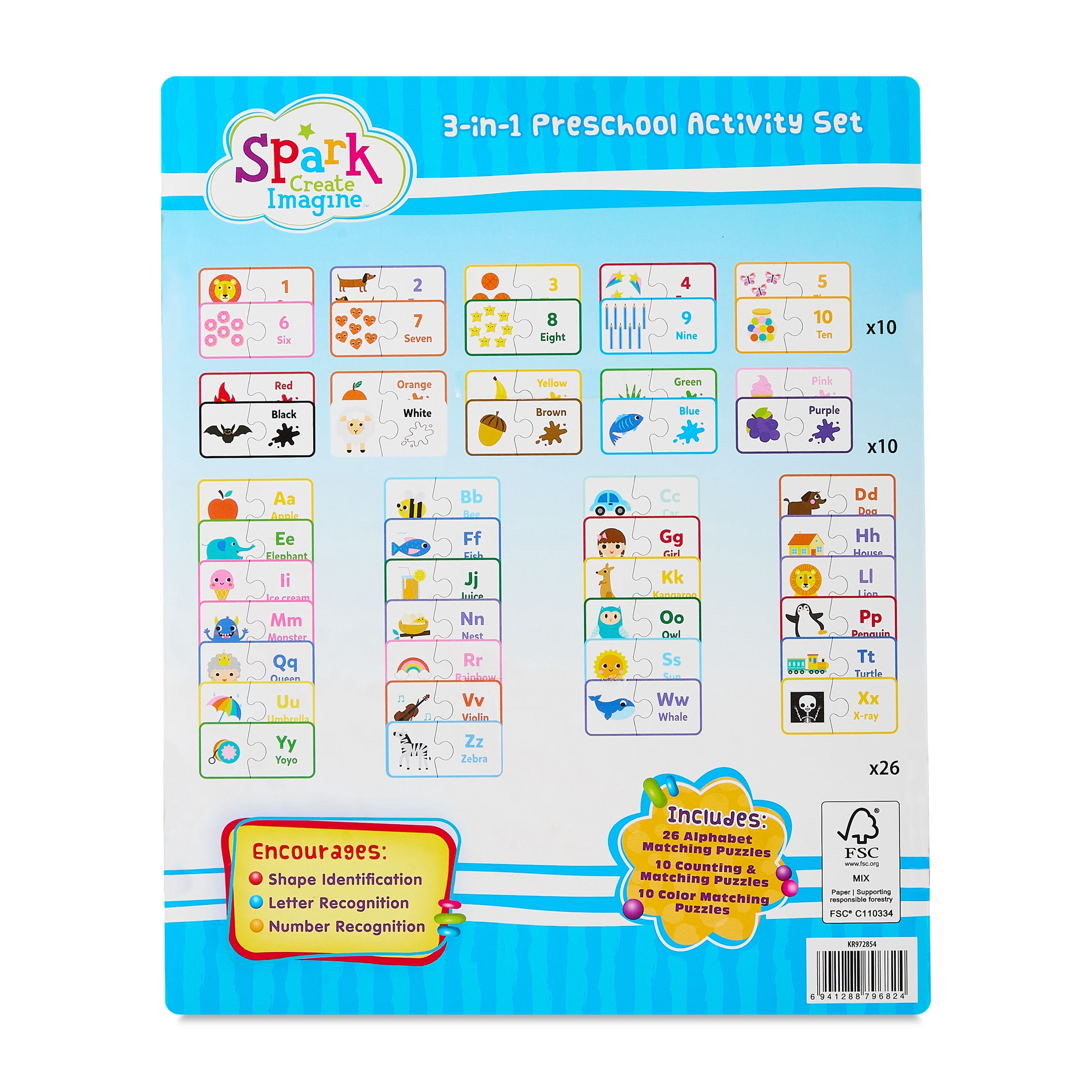 Spark.Create.Imagine. 3-in-1 Preschool Activity Set, 46 Pieces, Multicolor