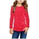 thumbnail image 1 of Gibobby ropa Niñas blusas Camiseta de para niñas y niños, camiseta informal con botones de Color sólido, blusa holgada de manga larga con cuello redondo, camiseta （Rojo， 12-13 Años), 1 of 5