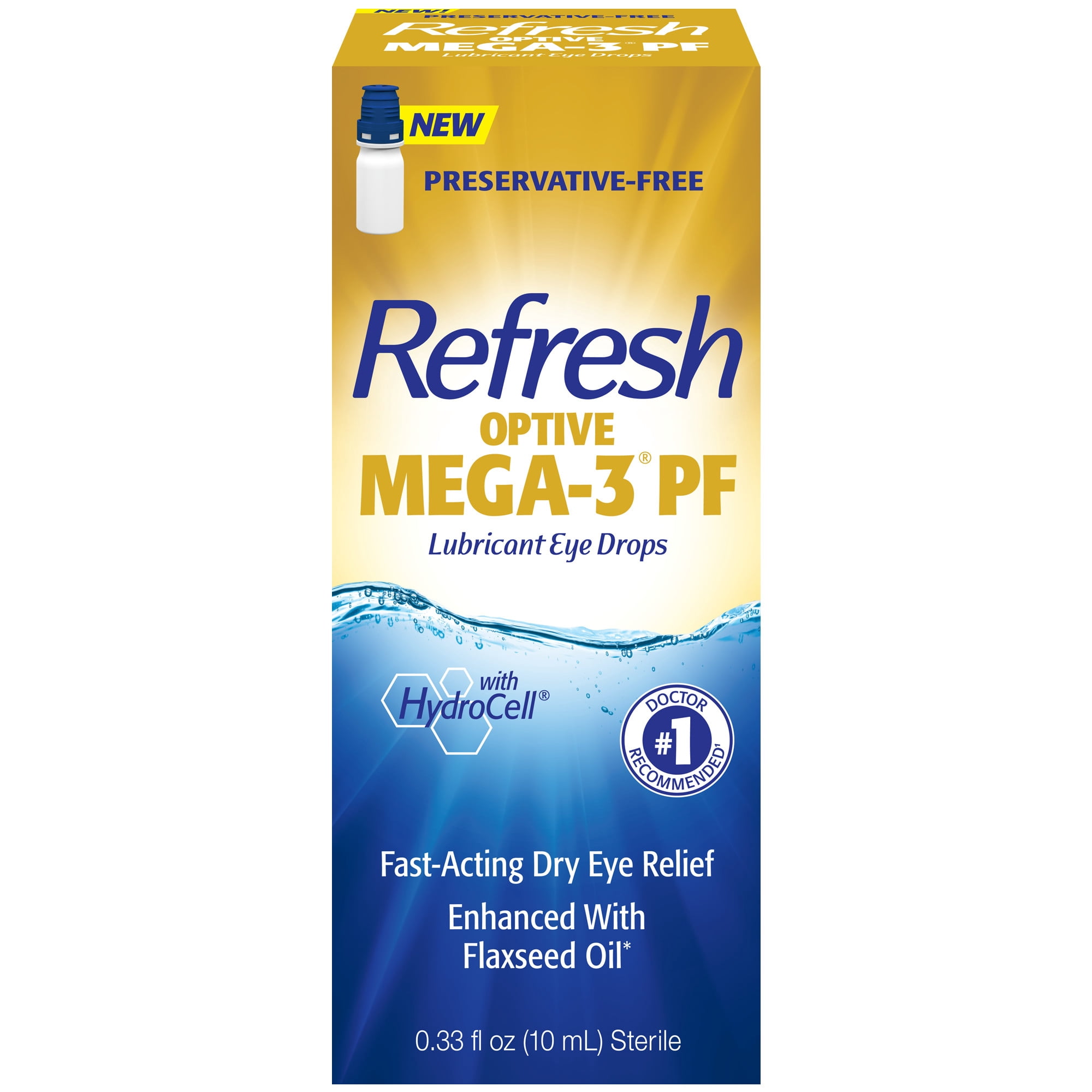 (3 pack) REFRESH OPTIVE MEGA-3® PF Lubricant Eye Drops Preservative-Free Artificial Tears, 0.33 fl oz (10mL)