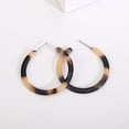 thumbnail image 3 of Tortoise Shell Resin Hoop Earrings Fashion Jewelry, 3 of 3