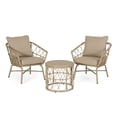 thumbnail image 2 of Roomfitters 3 Pcs Elegant Outdoor Wicker Chair Set with 2 Stylish Chairs and Round Coffee Table, Soft Cushions for Maximum Comfort, Perfect for Patio, Beige, 2 of 6
