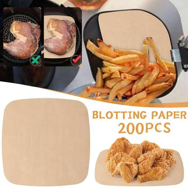 Ynlkorvg Papier Occultant pour Friteuse à Air Chaud Papier Jetable Antiadhésif Papier Parchemin pour Friteuse à Air Papier Parchemin Résistant à l'Huile pour Four à Micro-Ondes et Cuisson