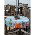 thumbnail image 3 of Outdoor Tablecloth with Umbrella Hole Zipper Blue Teal Coastal Round Tablecloth 54" Waterproof Outside Table Cloth Wooden Nautical Ocean Coral Summer Patio Table Cover Tablecloths for Picnic Party, 3 of 8