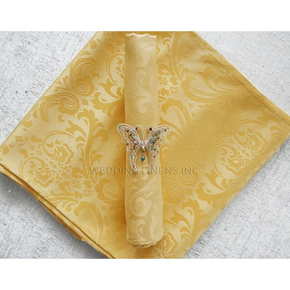 Wedding Linens Inc. (10 pcs) 20'' x 20" Jacquard Damask Polyester Napkins - Gold