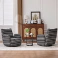 thumbnail image 3 of S-HOME Striped Fabric Armrest Swivel Chair in Elegant Sand-Rimmed Design, Perfect for Bedroom and Stylish Living Spaces，Black, 3 of 14
