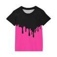 thumbnail image 3 of Spazoro Toddler Child Girls Casual T-Shirts Tee, Fashion Printed Crew Neck Short Sleeve Summer Loose Tops Trousers for Girls Hot Pink Size 9 T, 3 of 5